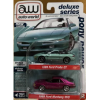 Auto World New 2025 Ford Probe / Mustang two pack Green Probe & Purple Mustang